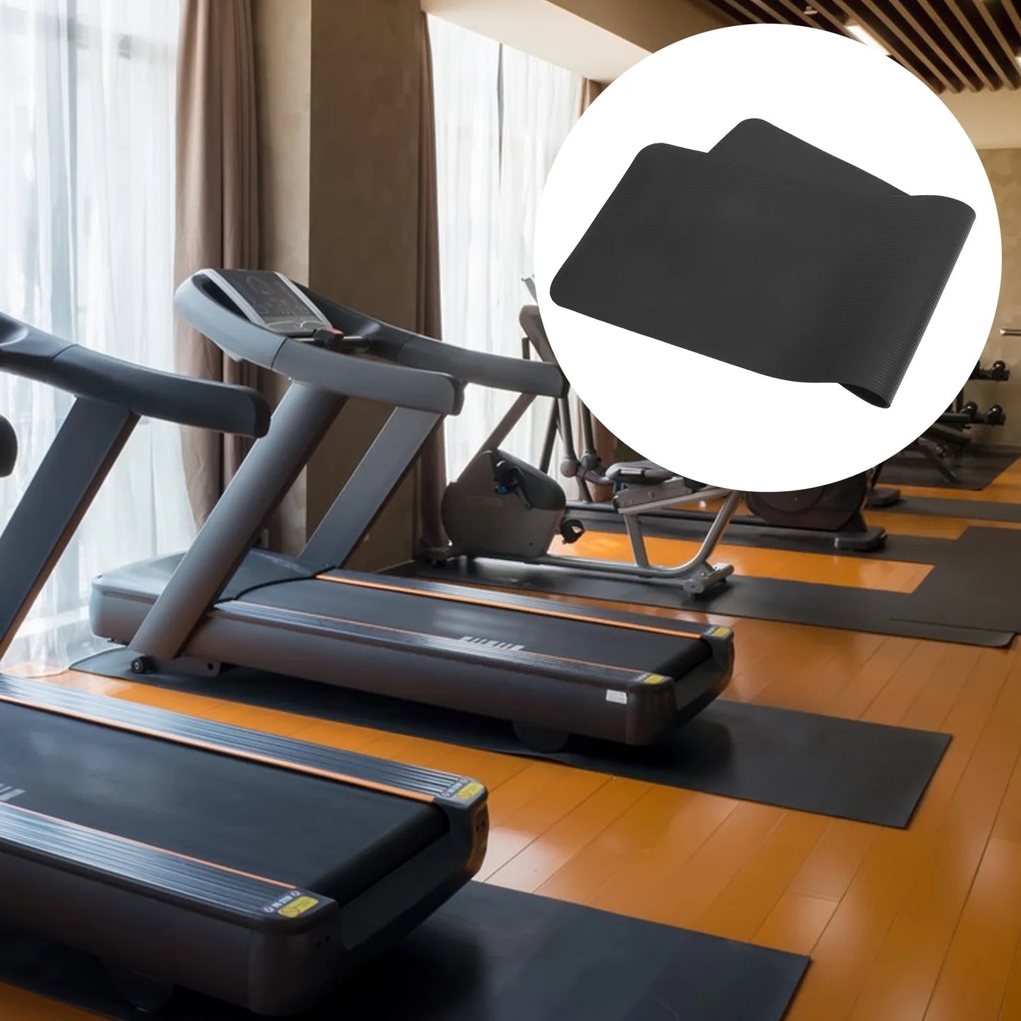 183X61X0.8Cm Black NBR Treadmill Mat Sports